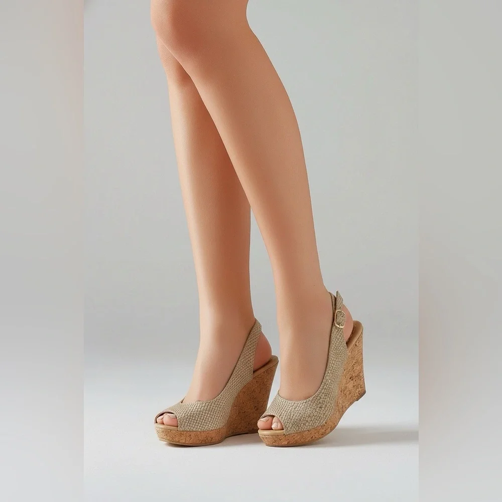Elegant Tan Wedge Sandals  Womens size 7